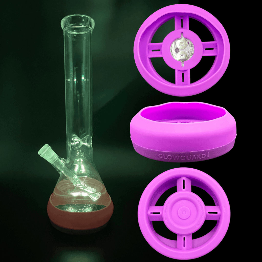 Replaceable Coin Battery Silicone Base Bumper 4.25in-6in Straight Tube + Beaker - Purple