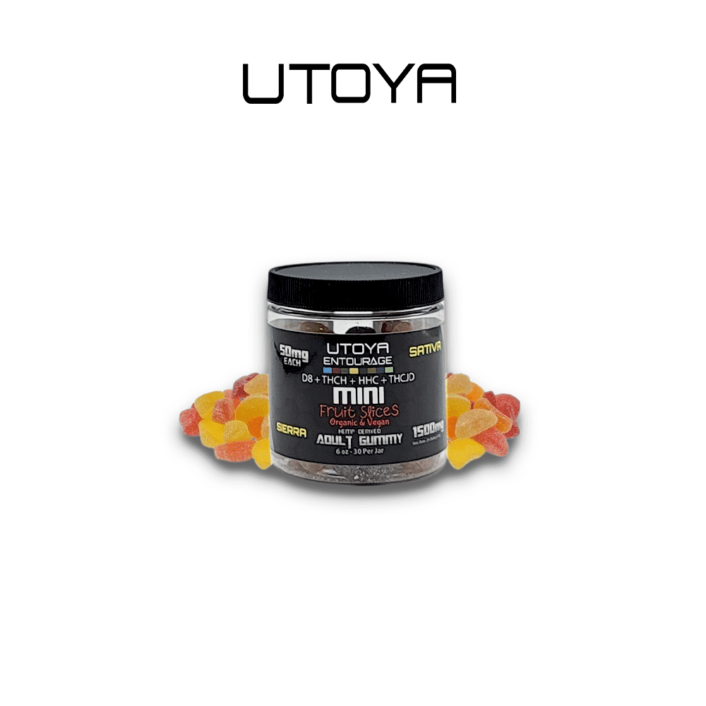 Sativa Gummy Mini Fruit Slices Orgnanic & Vegan - THCH/THCJD -50mg Ea. - 30 pc. Jar