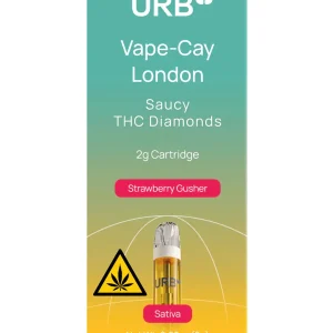 Strawberry Gusher URB Vape-Cay London Saucy THC Diamonds Cartridge 2G