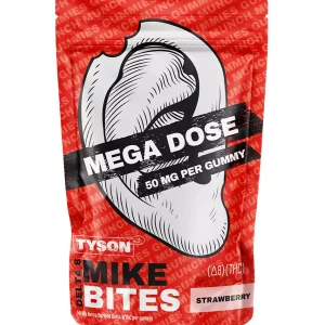Strawberry Tyson 2.0 Mike Bites Mega Dose Delta 8 Gummies 1000mg