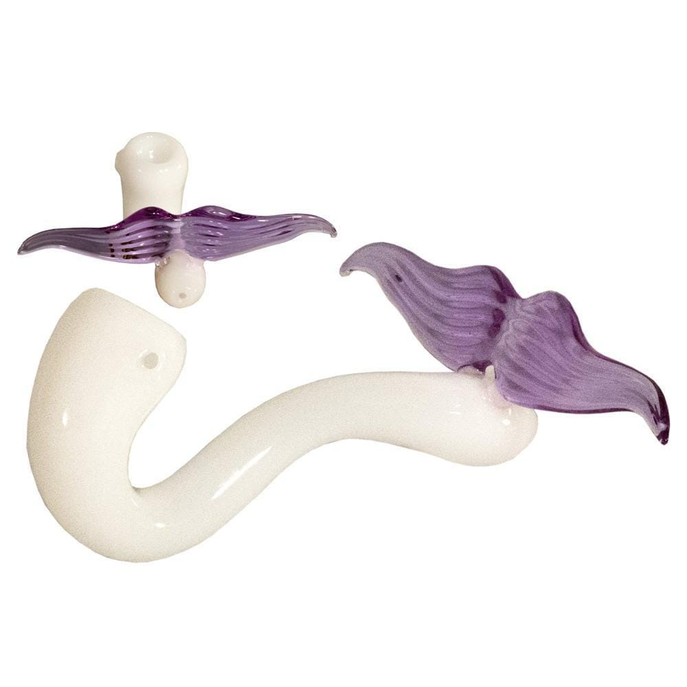 White Mustache Pipe - White/Purple