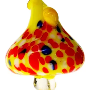 Yellow Red & Blue Mushroom Glass Cap