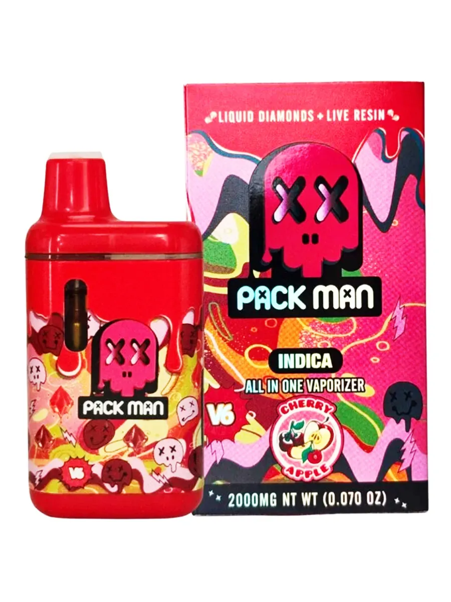 Cherry Apple Pack Man V6 Liquid Diamonds Live Resin Vaporizer 2000MG