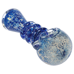 DHC Triple Ringed Speckled Spoon Pipe - Blue