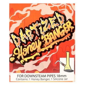 Dabtized Red Downstem Honey Banger 18MM Male With Silicone Jar