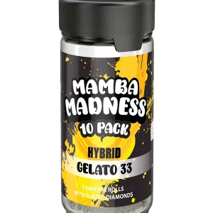Gelato 33 Mamba Madness Full Spectrum Blend Pre Rolls 10 Pack Jar 2GM