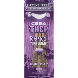 Purple Zaza Lost THC CB9 THCP Diamond Infused Pre-Rolls 3ct