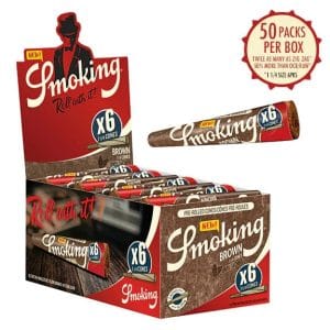 Smoking BROWN King Size Unbleached Cones - Box of 50