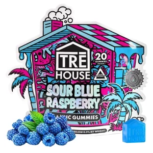 Sour Blue Raspberry Tre House D9 + CBD Gummies 400mg