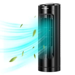 13'' Bladeless Table Tower Fan, with 3 Speeds and 70¡ãOscillation, Portable and Compact, Quiet Cooling Fan for Home and Office, Black