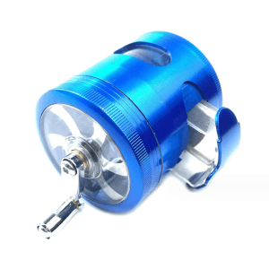 3.5" 4 Piece Hand Crank Grinder with Chamber Window - Blue