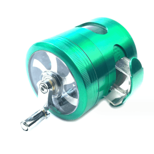 3.5" 4 Piece Hand Crank Grinder with Chamber Window - Green