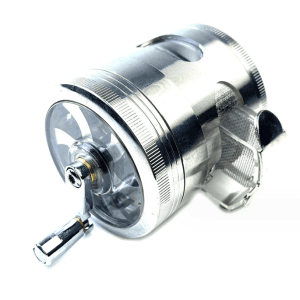 3.5" 4 Piece Hand Crank Grinder with Chamber Window - Silver