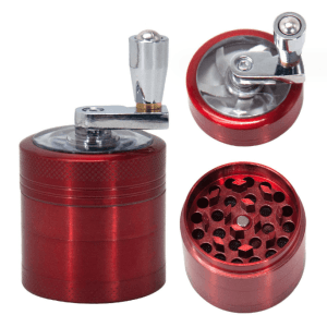 4 Piece Hand Crank Grinder - Red / 2.2 Inches