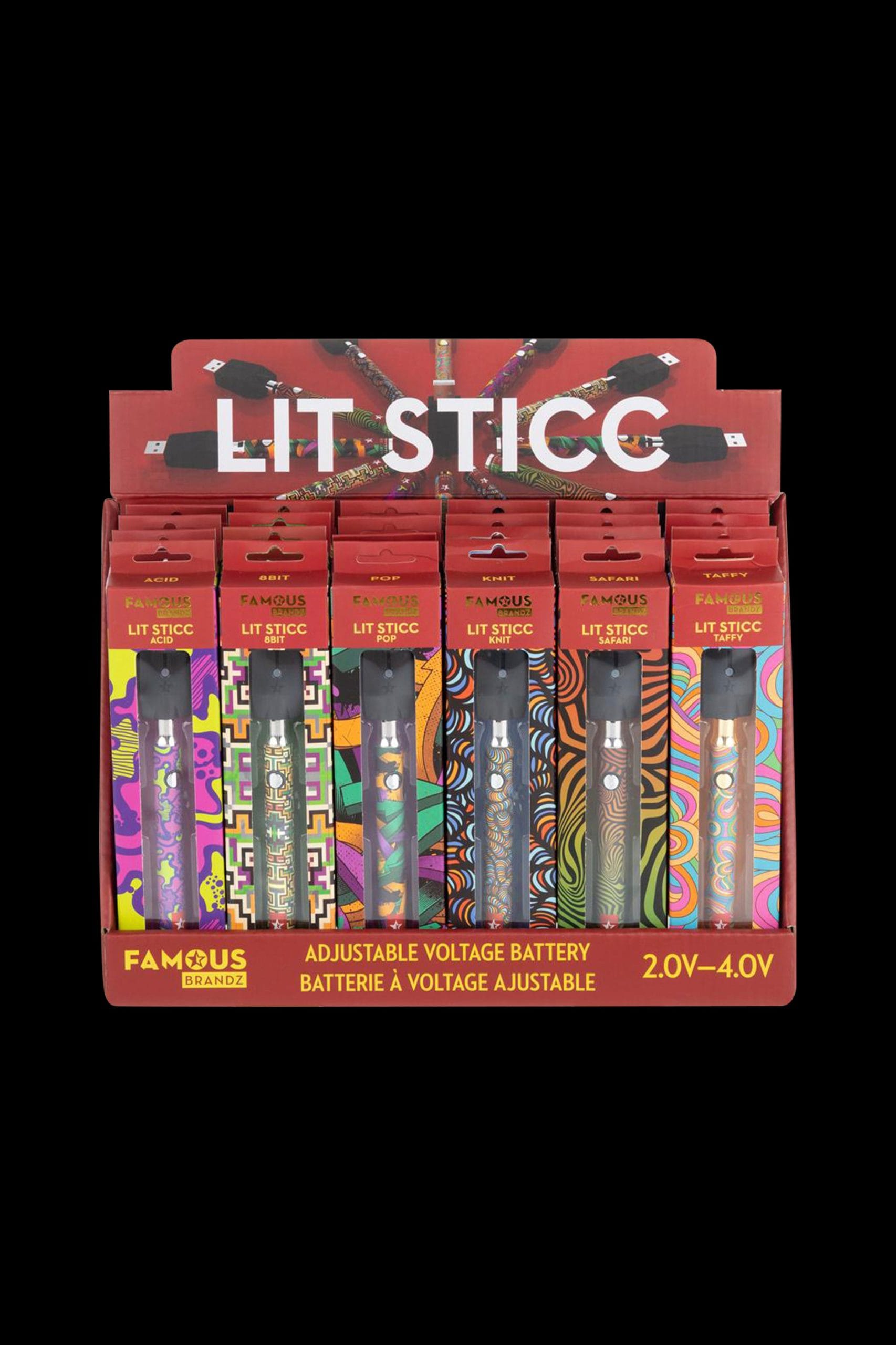 Famous Design Lit Sticc Adjustable Voltage Battery - 24 Pack