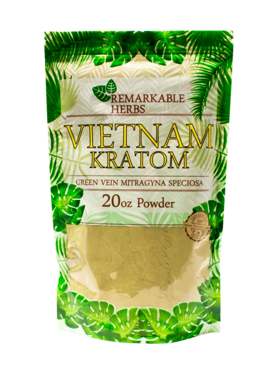 Green Vein Vietnam Remarkable Herbs Kratom Powder 20oz Bag