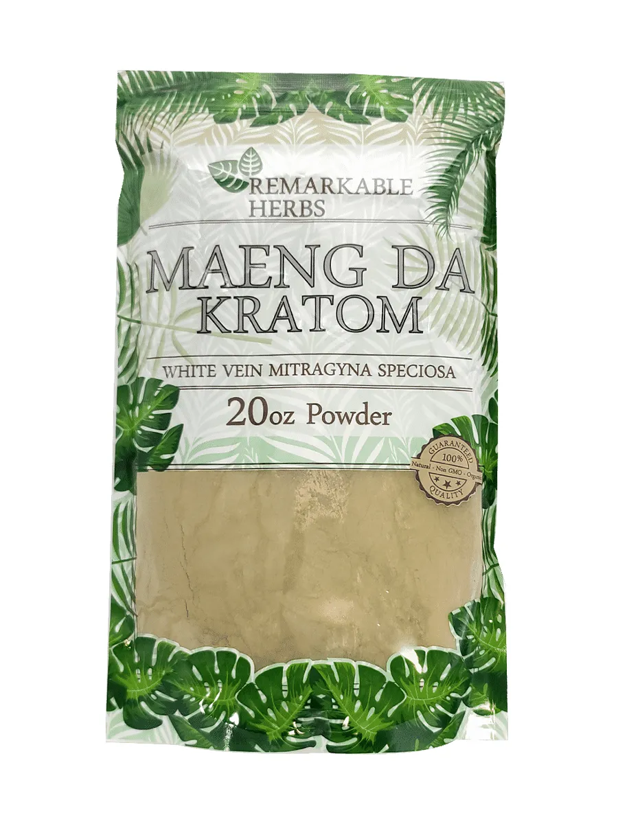 Maeng Da White Vein Remarkable Herbs Kratom Powder 20oz Bag