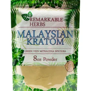 Malaysian Green Vein Mitragyna Speciosa Remarkable Herbs Kratom Powder 8oz Bag