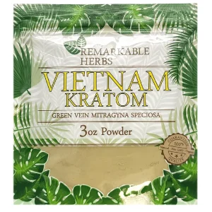 Vietnam Kratom Green Vein Remarkable Herbs Kratom Powder Bag 3oz