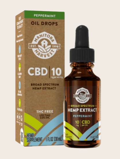 Manitoba Harvest Broad Spectrum Hemp Extract CBD Oil Drops (Peppermint) 10mg CBD/ml - 30ml