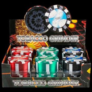 Metal Poker Chip 3-Piece Grinder - 12 Pack