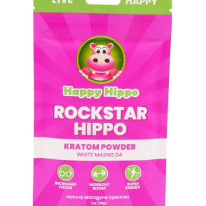 Happy Hippo Rockstar Hippo White Maeng Da Kratom Powder 1oz