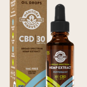Manitoba Harvest Broad Spectrum Hemp Extract CBD Oil Drops (Peppermint) 30mg CBD/ml - 30 ml