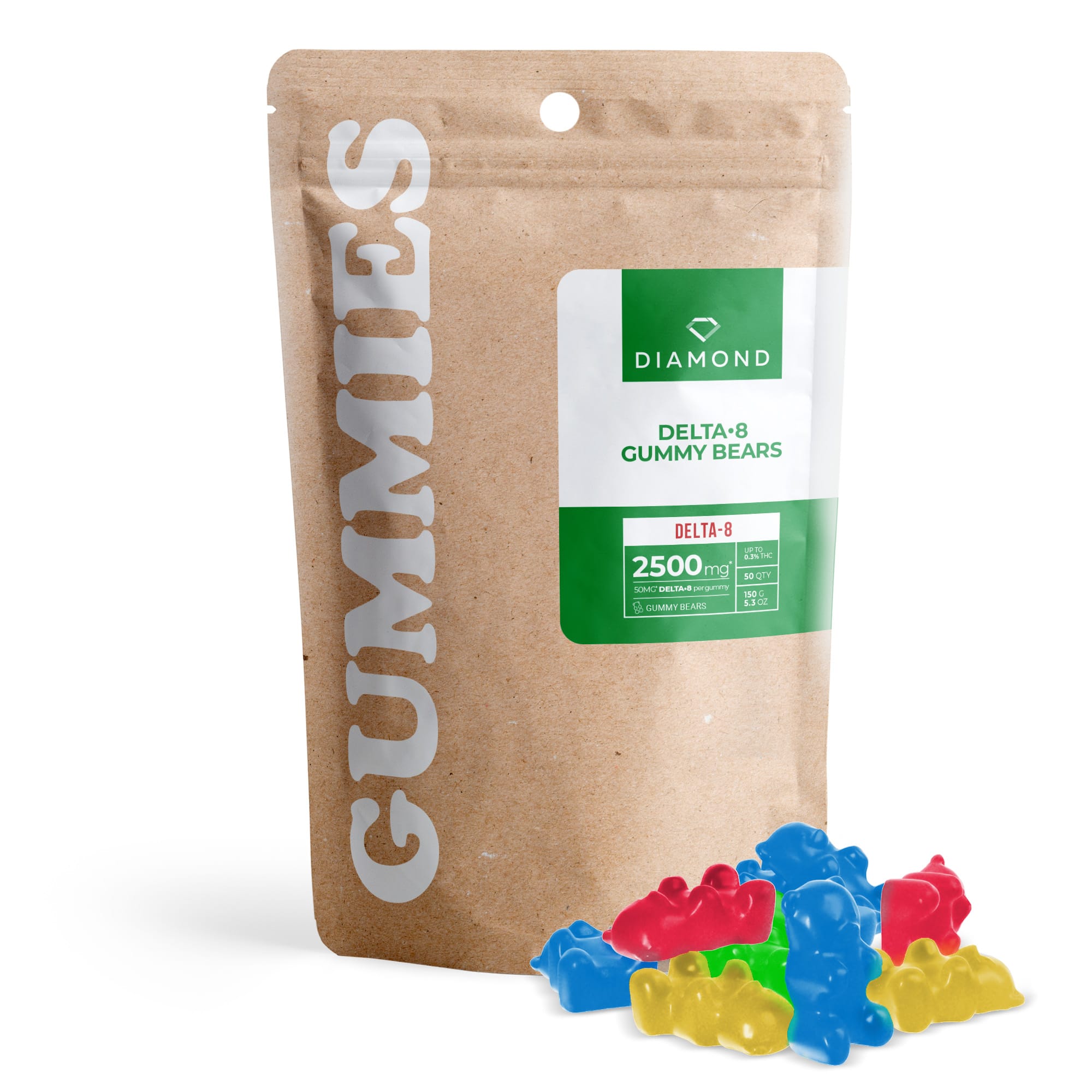 50mg Delta 8 Gummies - Gummy Bears - Diamond CBD (2,500mg)