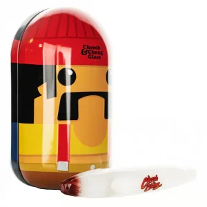 6" Cheech & Chong Glass Labrador Hand Pipe in Collectible Tin