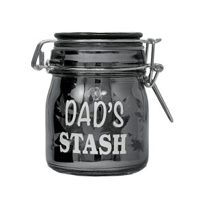 AIRTIGHT GLASS DAD'S STASH STORAGE JAR - 3.5 INCH / Grey