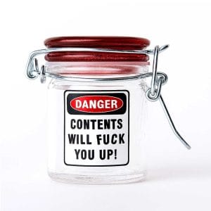 AIRTIGHT GLASS HERB JAR - CONTENTS WILL FUCK YOU UP! - 2.5 INCH / Clear