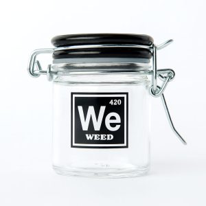 AIRTIGHT GLASS WEED PERIODIC SYMBOL STORAGE JAR - 3.5 INCH / Clear