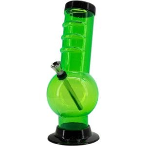 Acrylic Bent Neck Bubble Base Bong 9-12" - Blue / 9 Inch