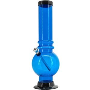 Acrylic Bubble Base Bong - 12-15" - Blue / 12 Inch