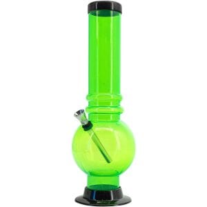 Acrylic Bubble Base Bong - 12-15" - Illuminati Green / 12 Inch