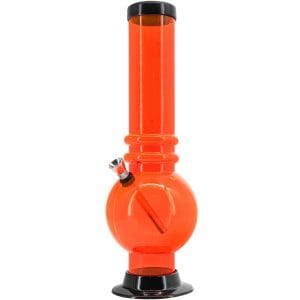 Acrylic Bubble Base Bong - 12-15" - Orange / 15 Inch