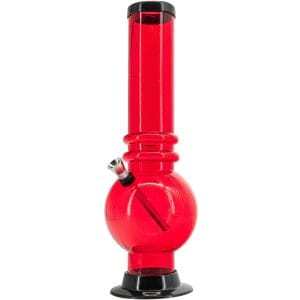 Acrylic Bubble Base Bong - 12-15" - Red / 12 Inch