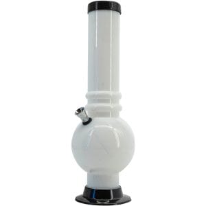 Acrylic Bubble Base Bong - 12-15" - White / 12 Inch