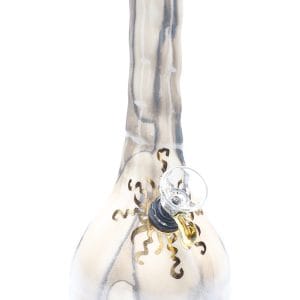 Ancient Creations 9 Gold Sunburst Ceramic Beaker Bong - White with Silver