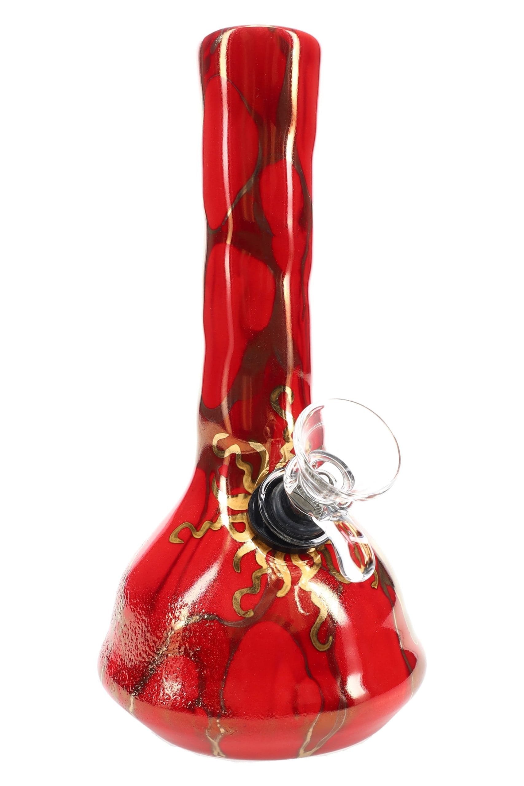 Ancient Creations Ceramics 6 Ceramic Beaker Bong - 22K Gold - US-Made - Cherry Red