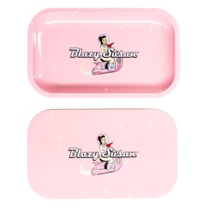 Blazy Susan Metal Rolling Tray - Medium w/ Lid / Black
