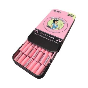 Blazy Susan Pre Rolled Filter Tips Tin - 100ct - Display Box - Pink