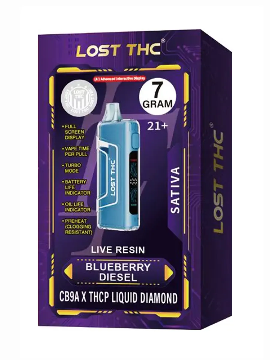 Blueberry Diesel Lost THC Live Resin CB9A x THCP Liquid Diamond Disposable 7G