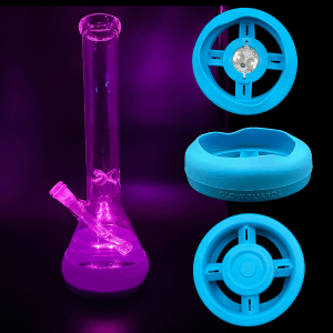 Bong Base Bumper Coin Battery 4.25in-6in Bases Silicone Fits Variety of Shapes - Blue