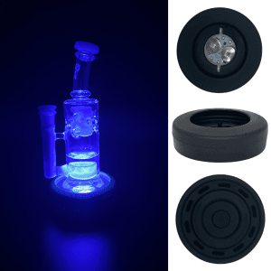 Bong Base Bumper USB Rechargeable 3in-4.25in Bases Silicone Fits Variety of Shapes - Black