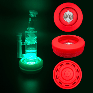 Bong Base Bumper USB Rechargeable 3in-4.25in Bases Silicone Fits Variety of Shapes - Red