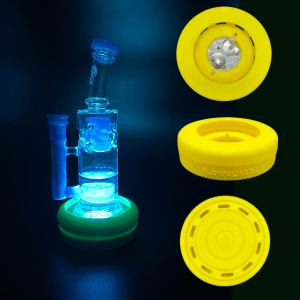 Bong Base Bumper USB Rechargeable 3in-4.25in Bases Silicone Fits Variety of Shapes - Yellow