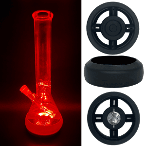 Bong Base Bumper USB Rechargeable 4.25in-6in Bases Silicone Fits Variety of Shapes - Black