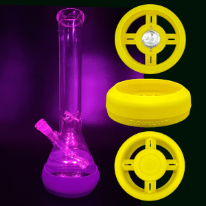Bong Base Bumper USB Rechargeable 4.25in-6in Bases Silicone Fits Variety of Shapes - Yellow