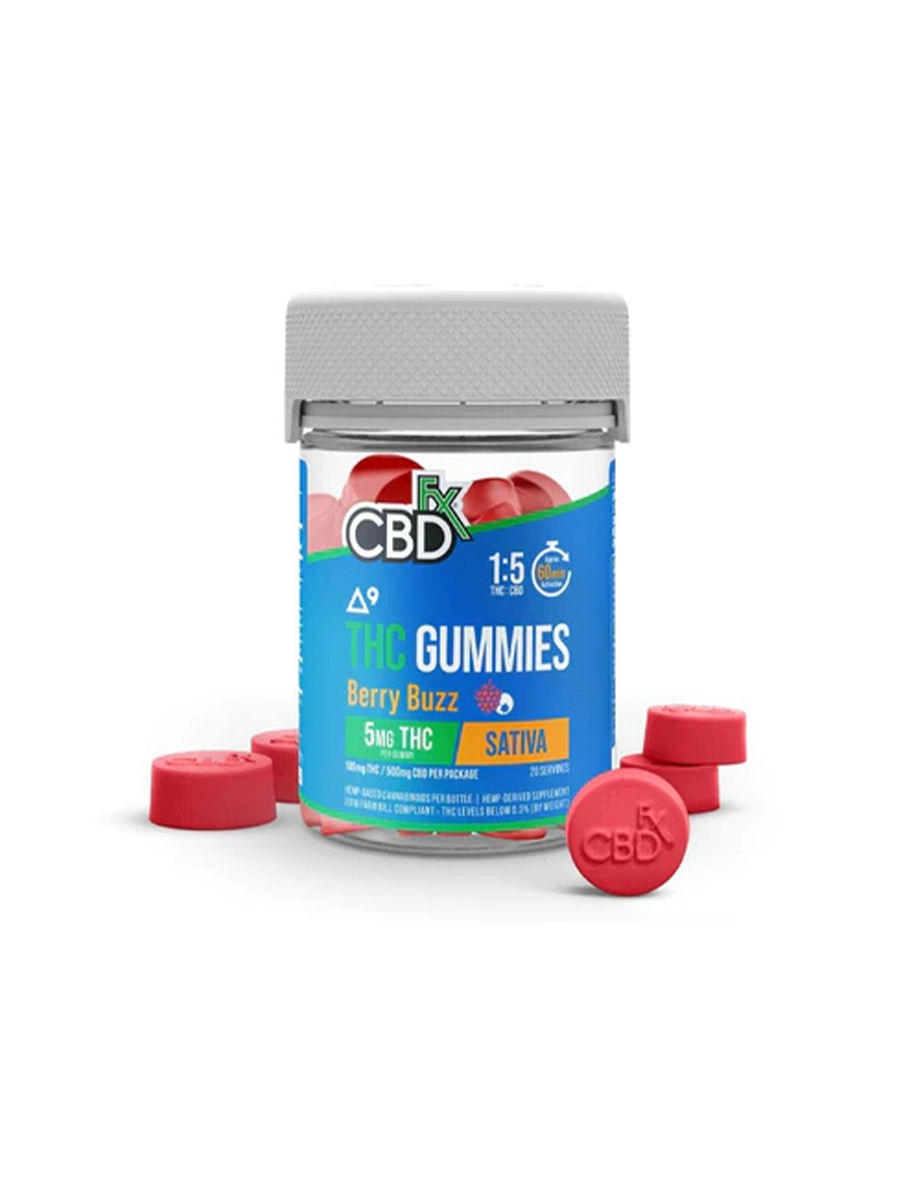 CBD FX Gummies Delta9 THC 5mg per gummy Berry Buzz sativa